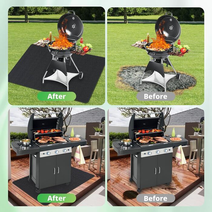 Захисний килимок для гриля UBeesize Grillmatte 132x193 см, вогнетривкий, для тераси, саду, чорний