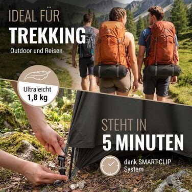 Ультралегкий намет для трекінгу та кемпінгу WANDERFALKE Trail на 1-2 особи, водонепроникний (4000 мм), компактний намет для байкпакінгу та подорожей, Dark Olive