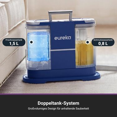 Eureka NEY100: Миючий пилосос для килимів та м'яких меблів | для диванів, килимків, оббивки, авто | Насадки для сухого та вологого прибирання, 12500Pa, 1,5L бак для води