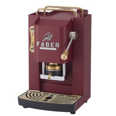 Кавомашина Faber Deluxe 3.0 ESE 44мм, червоний (Cherry Red). Електрична, з резервуаром 1л та регульованим пресом для кавових таблеток