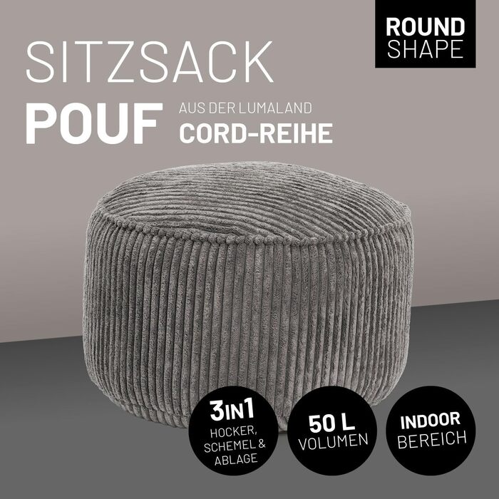 Lumaland Gaming Sitzsack XXL Cord: Крісло-мішок для геймерів, темно-синій, 135x100 см. Комфортний Bean Bag для підлітків та дорослих