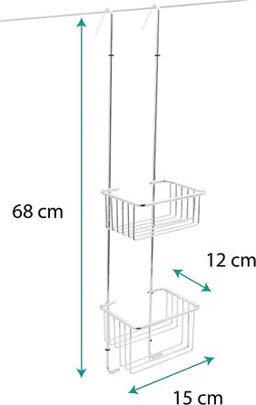 Підвісна полиця для душу Kowald Design, хром, вузька, 68x15x12 см