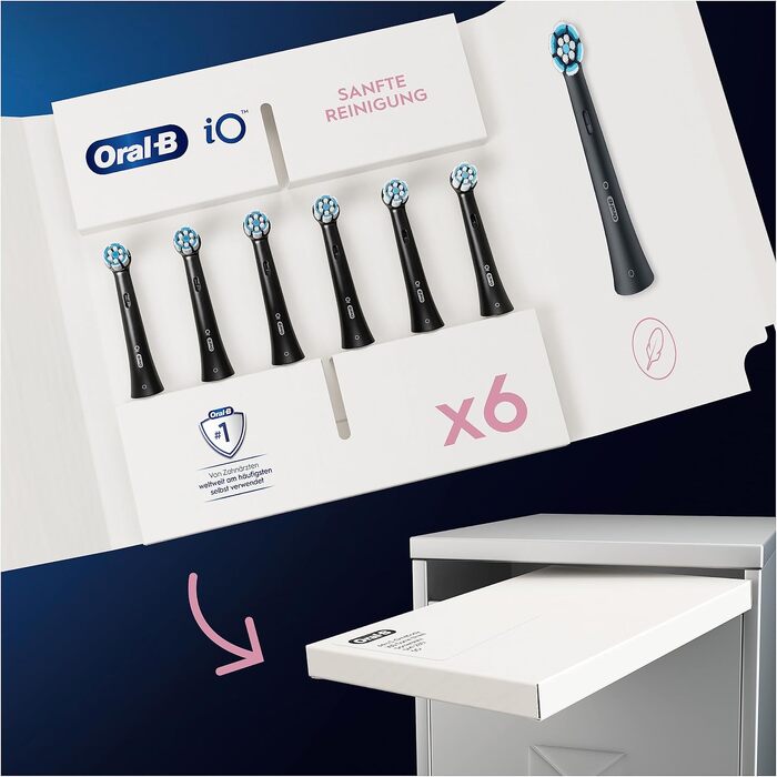 Смінні насадки для електричної зубної щітки Oral-B iO Gentle Care (ніжна чистка), чорні, 6 шт.