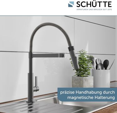 Змішувач кухонний SCHÜTTE Miami 79142 графіт, з висувним душем, одинарний важіль