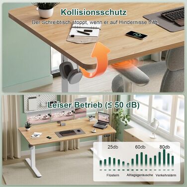 Електричний регульований стіл JUMMICO Standing Desk 110x60 см, бежевий - з функцією пам'яті
