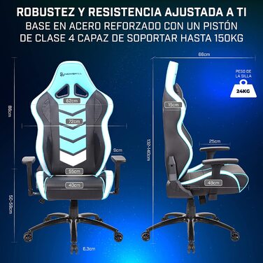 Ігрове крісло Newskill Kaidan, металева рама, 180° регульована спинка, 3D-підлокітники, синє