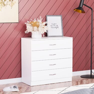 Vida Designs біла комод з 4 шухлядами та металевими ручками для спальні