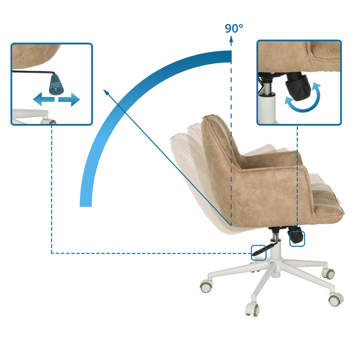 Крісло для домашнього офісу / поворотне крісло SOLAO LIFE W Fabric Beige Hjh LIVING