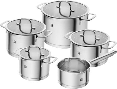 Набір каструль ZWILLING TrueFlow, 5 предметів, з носиком, для індукції, нержавіюча сталь, сріблястий