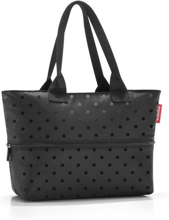 Сумка-шопер Reisenthel Shopper E1 - велика містка сумка для покупок, чорний колір, глянцевий принт Dots