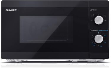 Мікрохвильова піч SHARP MS01EB, 800 Вт, 5 рівнів потужності, функція розморожування, 44x25,8x34,4 см, чорна