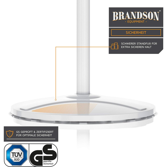 Підлоговий вентилятор Brandson DC Silent з дистанційним керуванням, LED-дисплеєм, 24 швидкостями, тихий, енергоощадний, регульована висота, нахил голови, 80° осциляція, білий