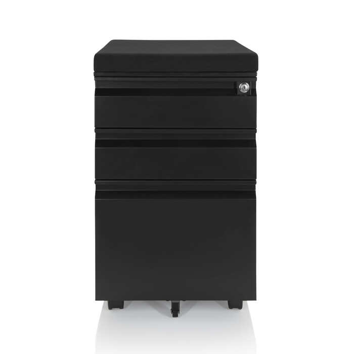 Контейнер на колесах COLOR OS, метал, чорний з подушкою для сидіння, чорний, hjh OFFICE
