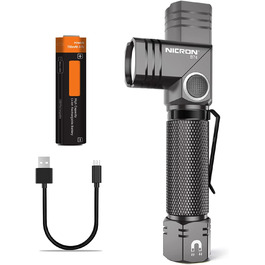 NICRON B74 LED ліхтарик 90° з магнітом, 700 люмен, 5 режимів, акумуляторний, IP65, для туризму, аварій, біле світло, з функцією пам'яті
