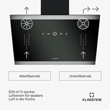 Витяжка кухонна Klarstein FlashLine 60, чорно-мідна, 524 м³/год, сенсорне керування, LED-підсвітка, клас A++, режим відведення та рециркуляції, 60 см