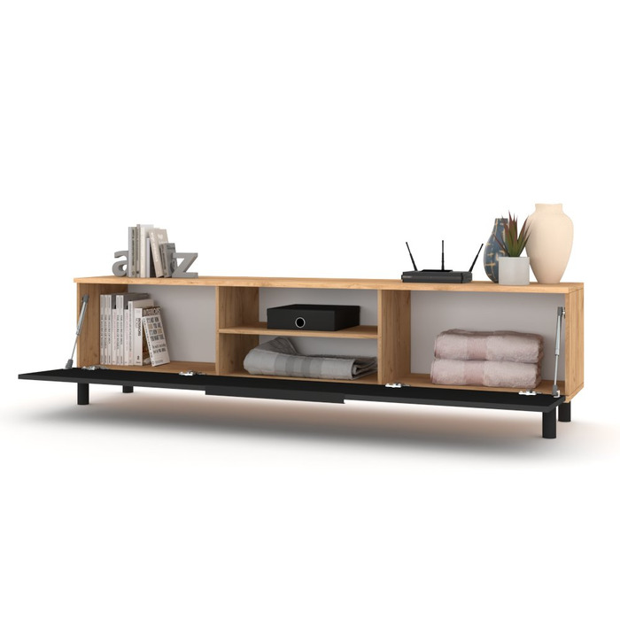 Підлогова ТВ-тумба Комод у вітальню з ручкою SIMPLY Craft, чорний матовий