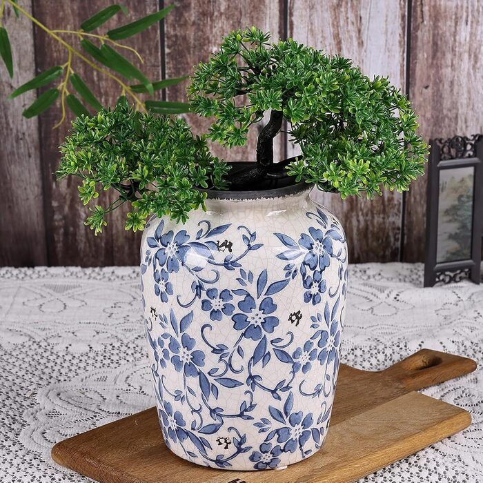 Ваза керамічна Blau-Weiße Chinoiserie, розписна, вінтажна для декору вітальні, їдальні та полиці – декор в стилі прованс