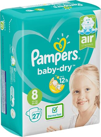 Підгузки Pampers Baby Dry розмір 8 (17+ кг), 27 шт