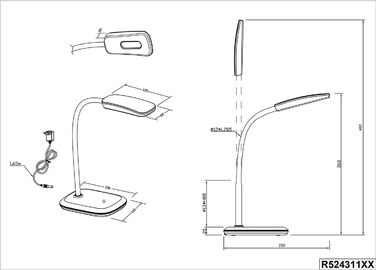 Настільна LED лампа Reality Leuchten Boa R52431101, акрилова, біла, 3.5 Вт, 25x11x36 см