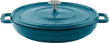 Чавунний казан Sallys 'Samira' Deluxe 2,2 л, універсальний для всіх плит і духовки, преміум-якість, до 250°C, бірюзовий