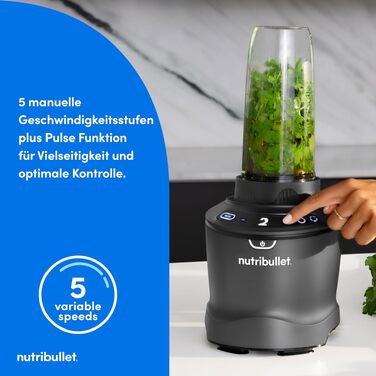 Стаціонарний блендер Nutribullet SmartSense Mixer Combo NBF550DG, 1500Вт, чаша 1.9л та стакани 700/900мл, 5 швидкостей, пульсаційний режим, чорний