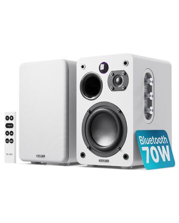 Bluetooth колонка Majority D70X 70W з HDMI ARC, пультам ДК та двома драйверами (біла) - активні монітори для ПК, DJ, студії