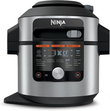 Мультиварка Ninja Foodi MAX 7,5 л 14-в-1 з розумною кришкою, скороварка, аерофритюрниця, повільноварка, термощуп, нержавіюча сталь, OL750EU