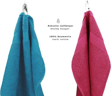 Набір рушників Betz Palermo 6 шт: 2 банних 70x140 см, 4 для рук 50x100 см, сауна, лежак, колір бірюзовий та журавлинний