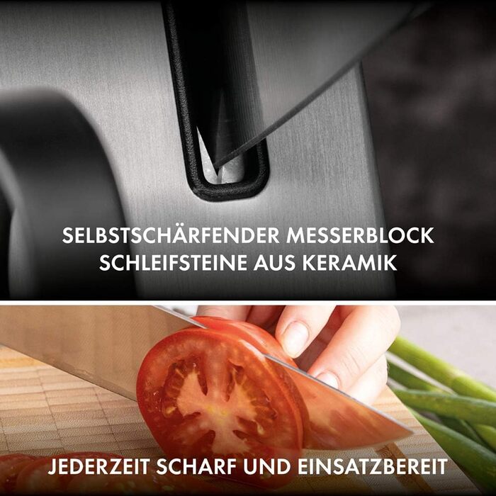 ZWILLING Vier Sterne самозаточувальний ножовий блок, 7 предметів, нержавіюча сталь, пластикові ручки, ножі та ножиці, чорний, Німеччина