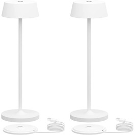 Klighten LED акумуляторна настільна лампа, диммована, сенсорна, алюмінієва, бездротова, IP54 водостійка, для дому та вулиці, 2 шт., біла, 3000K-6000K, USB-C зарядка