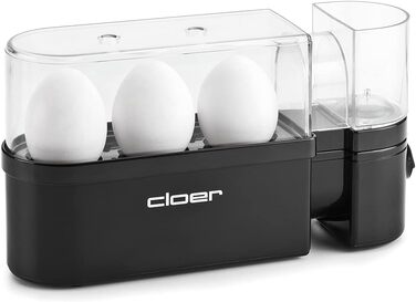 Електрична яйцеварка Cloer 6020 на 3 яйця, знімний лоток, 300 Вт, пластик, чорна