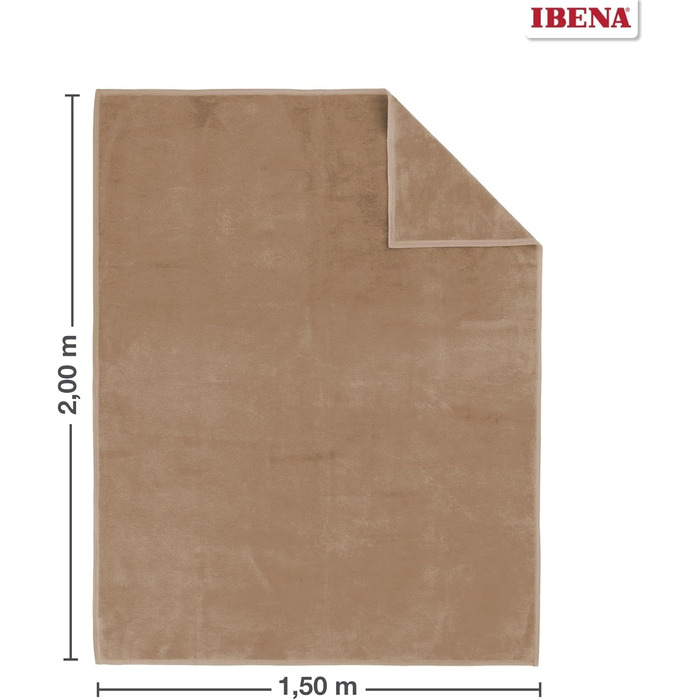 Плед IBENA Porto 150x200 см, коричневий, м'який та легкий у догляді, бавовняна суміш