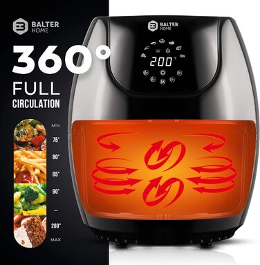 Аерофритюрниця Balter Airfryer XXL 5,5 л з вікном перегляду, 12 програм, багатофункціональна фритюрниця без олії, HL-551T