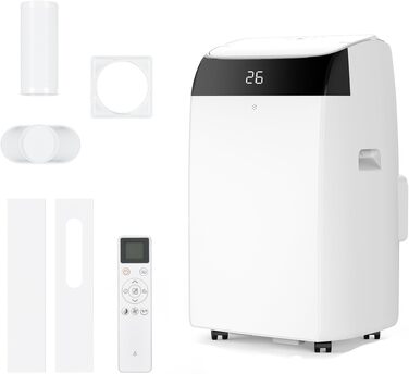 Мобільний кондиціонер Leises 4-в-1 12000 BTU з пультом, таймером на 24 години, функціями охолодження, вентиляції, осушення та Follow-Me для кімнат до 43-51 м²