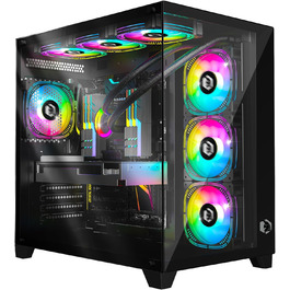 Ігровий корпус EMPIRE GAMING CL-242 (2024), ARGB Mid Tower ATX/Micro-ATX/ITX, 7 вентиляторів 120 мм, адресна RGB-підсвітка, MB Sync, чорний