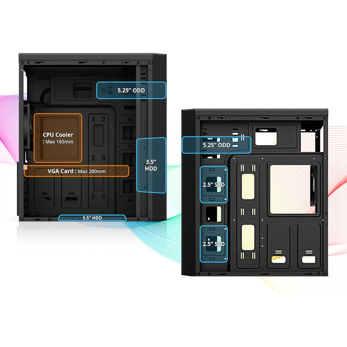 Корпус для ПК Zalman T6 ATX Midi-Tower, чорний, ігровий, з попередньо встановленим 120-мм вентилятором, добрий повітряний потік