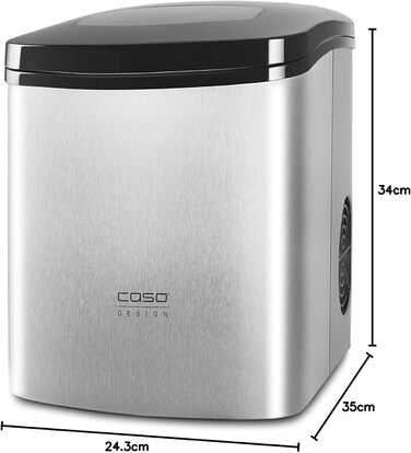 Льодогенератор CASO IceMaster Ecostyle-Design, 12 кг льоду за 24 години, 1,7 л резервуар, автоматичне вимкнення, швидке приготування льоду 6-13 хв