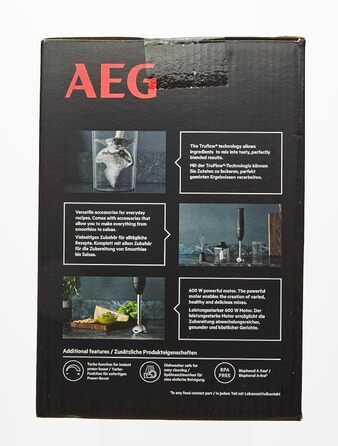 Занурювальний блендер AEG HB4-1-6GG, 2 леза, нержавіюча сталь, аксесуари, BPA-free, 2 швидкості, турбо, для кухні, сірий Modern Granite Grey