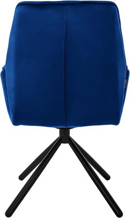 Крісла для їдальні ML-Design, комплект з 4 шт., темно-синій, з м'якою оббивкою з велюру, поворотні, з металевими ніжками, ергономічні