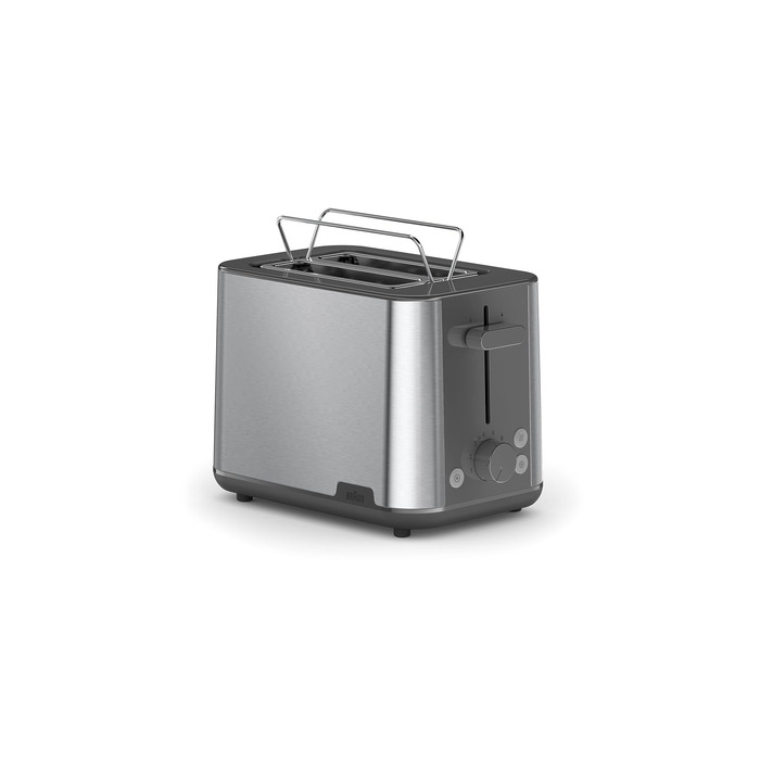 Тостер Braun PurShine HT1510 WH – 2 відділення, 8 режимів підсмажування, розморожування, підігрів, висувний піддон, 900 Вт, сірий