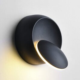 Сучасний настінний світильник LED Eclipse, креативна настінна лампа, тепле біле світло, 2 в 1, стельова LED лампа 5W, чорний метал, для спальні, вітальні, коридору