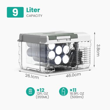 Холодильник Alpicool 9L: міні-холодильник 12V/230V для авто, кемпінгу, риболовлі, подорожей, човнів. Діапазон температур -20°C - 20°C