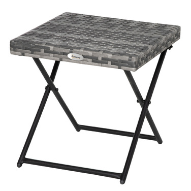 Outsunny Garden Table Poly Rattan Складаний журнальний столик Металевий каркас Сірий 40x40x40см