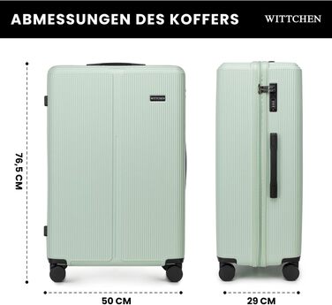Валіза велика Wittchen Stripes Line XL (76.5x50x29 см), пластикова Hartschalen ABS, 96 л, м'ятна
