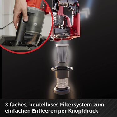 Акумуляторний ручний пилосос Einhell TE-SV 18 Li Power X-Change (18V, Li-Ion, без мішка, 0,6 л, циклон, 3-х фільтр, з акумулятором 4.0 Ah та зарядним пристроєм)