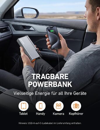 Бустерний пускач AstroAI Powerbank 8000A для автомобіля та мотоцикла, помаранчевий