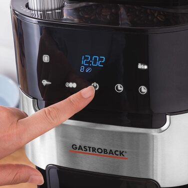 Кавоварка GASTROBACK Grind & Brew Pro Thermo, срібляста, чорна, з млином, термос, автоматична