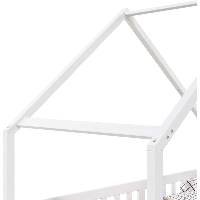 Дитяче ліжко-будиночок IDIMEX CORA з масиву сосни, 90x200 см, Montessori, з бортиками та дахом, біле