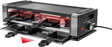 Електричний раклет-гриль Unold 48930 Finesse Basic, для 8 осіб, 1200 Вт, з антипригарною двосторонньою плитою, рецептами, нерж. сталь/алюміній