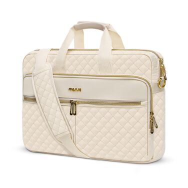 Жіноча сумка для ноутбука MOSISO Puffy 13.3 дюйма, м'яка сумка-шолдер бежевого кольору